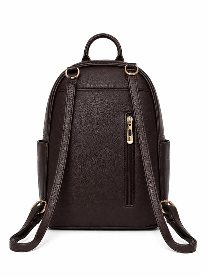 Mini Backpack with Multi compartment Zip Closure
